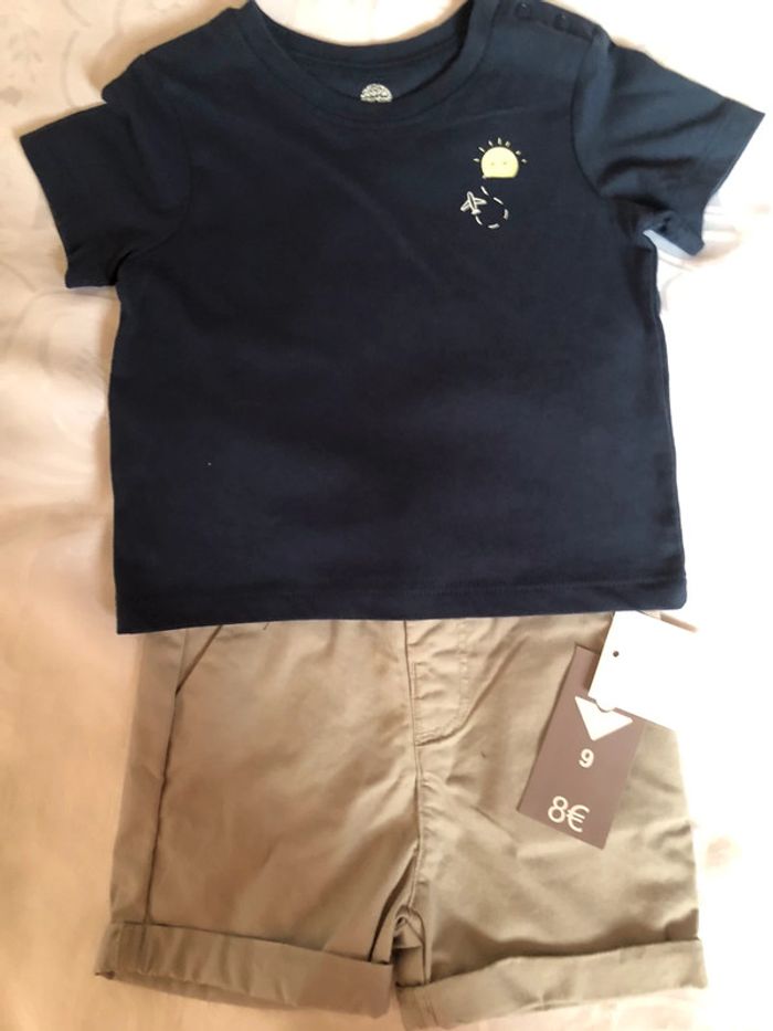 Ensemble neuf garçon short et tee shirt neuf 9 mois