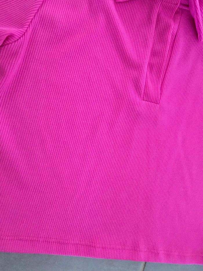 Tee shirt côtelé rose fushia - photo numéro 2