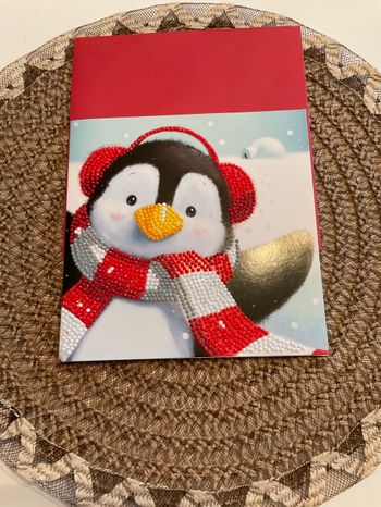 #carte postale pingouin diamond painting