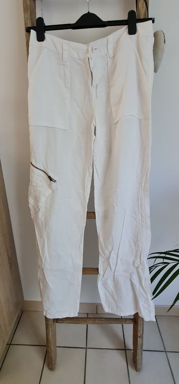 Pantalon blanc taille 40 L Teddy Smith lin