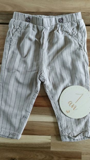 Pantalon souple crème à rayures kiabi
