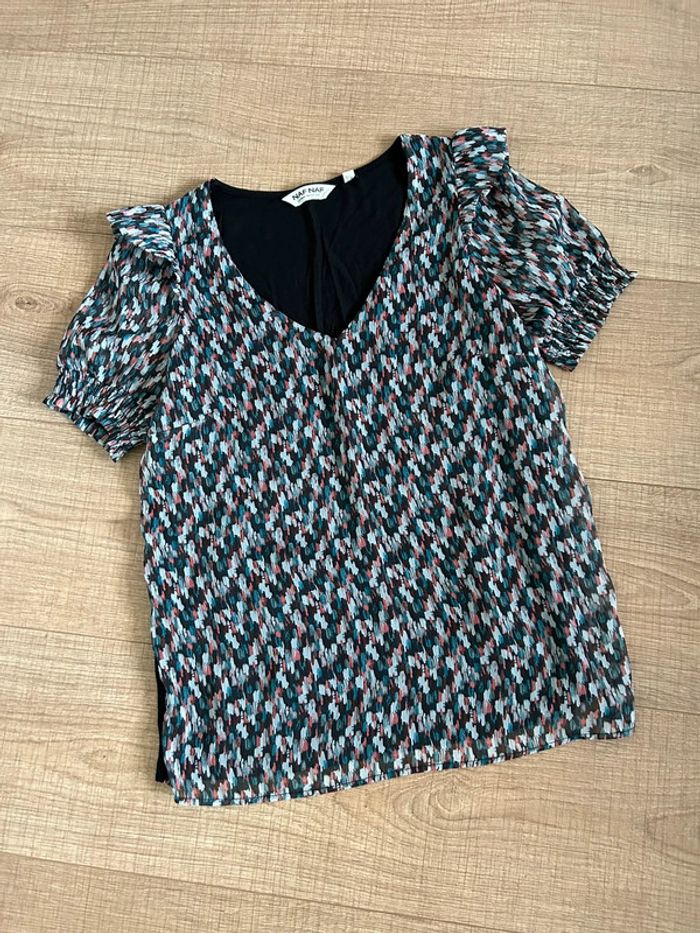 Blouse noire et imprimée Naf Naf taille XS jamais portée - photo numéro 11