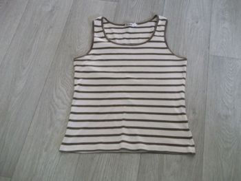 Top BURTON rayé beige marron taille M TBE