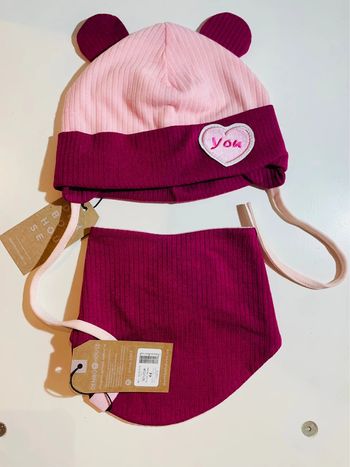 Bonnet cache cou à scratch bébé fille