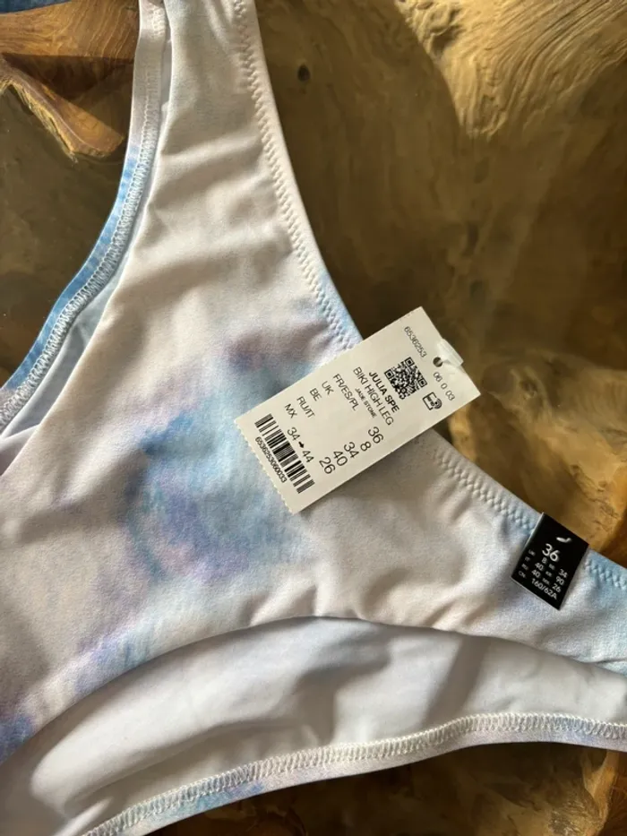 Bas de maillot de bain Etam bleu blanc lilas biki high leg dégradé - photo numéro 5