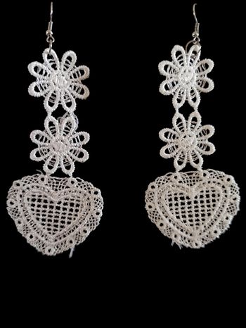 Boucles d'oreilles brodés coeur