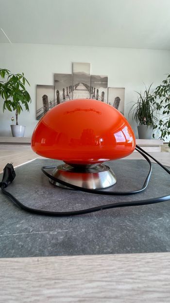 Lampe vintage champignon ovni orange