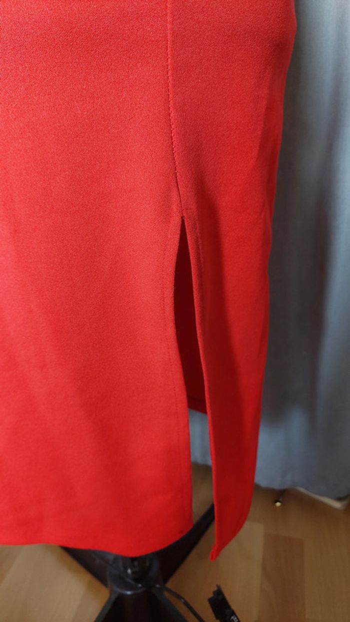 Robe Rouge Décolleté V et Fente Glam -taille S - WalGpetite - photo numéro 5