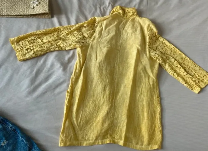 Veste jaune dentelle made in Italy été - photo numéro 3