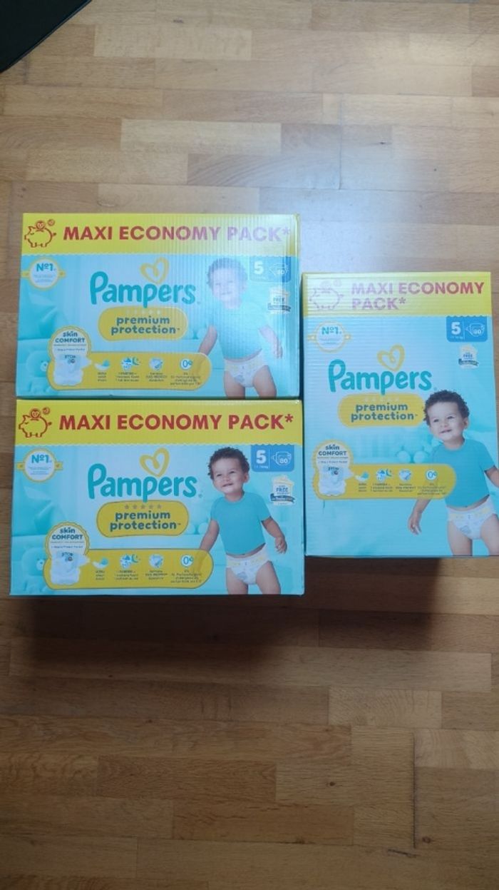 3x cartons Pampers Premium Protection - Taille 5 - 240 couches