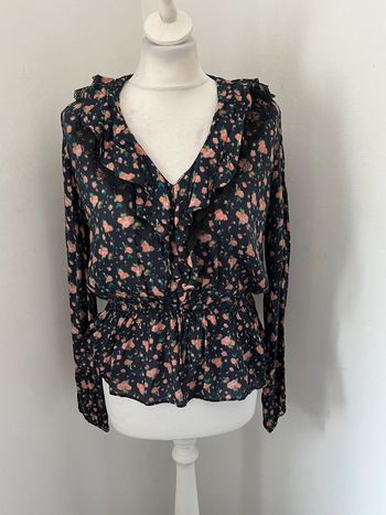 Blouse marine à fleurs Mng S