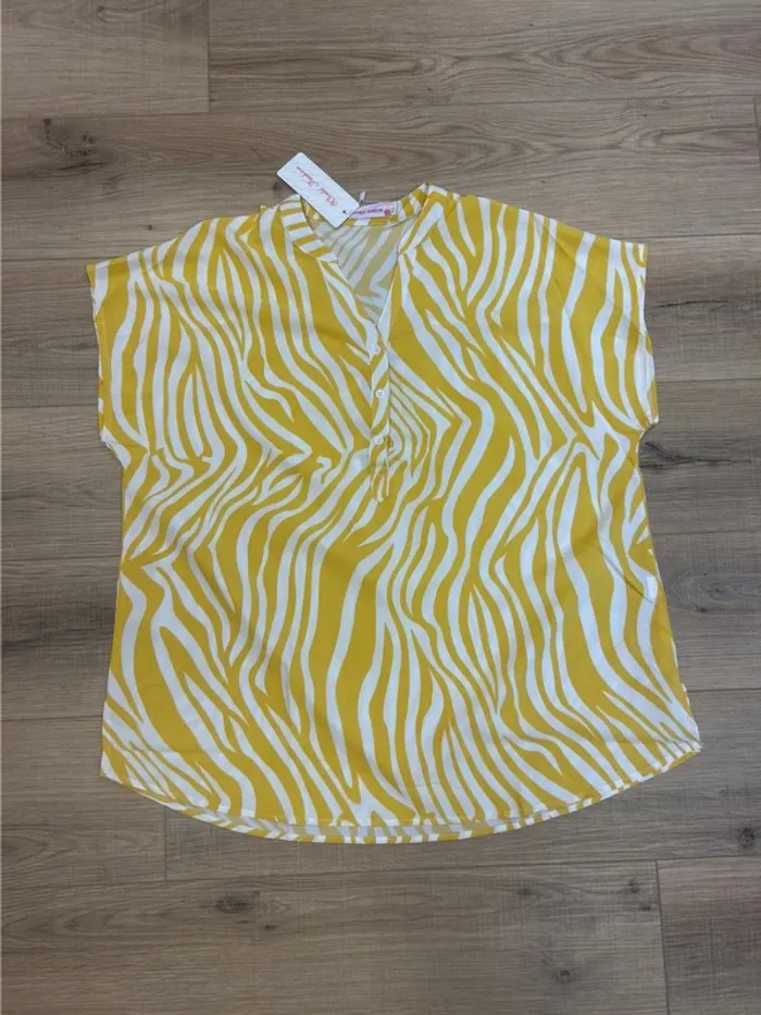 top femme chemise femme blouse femme neuf jaune taille 46 taille 48