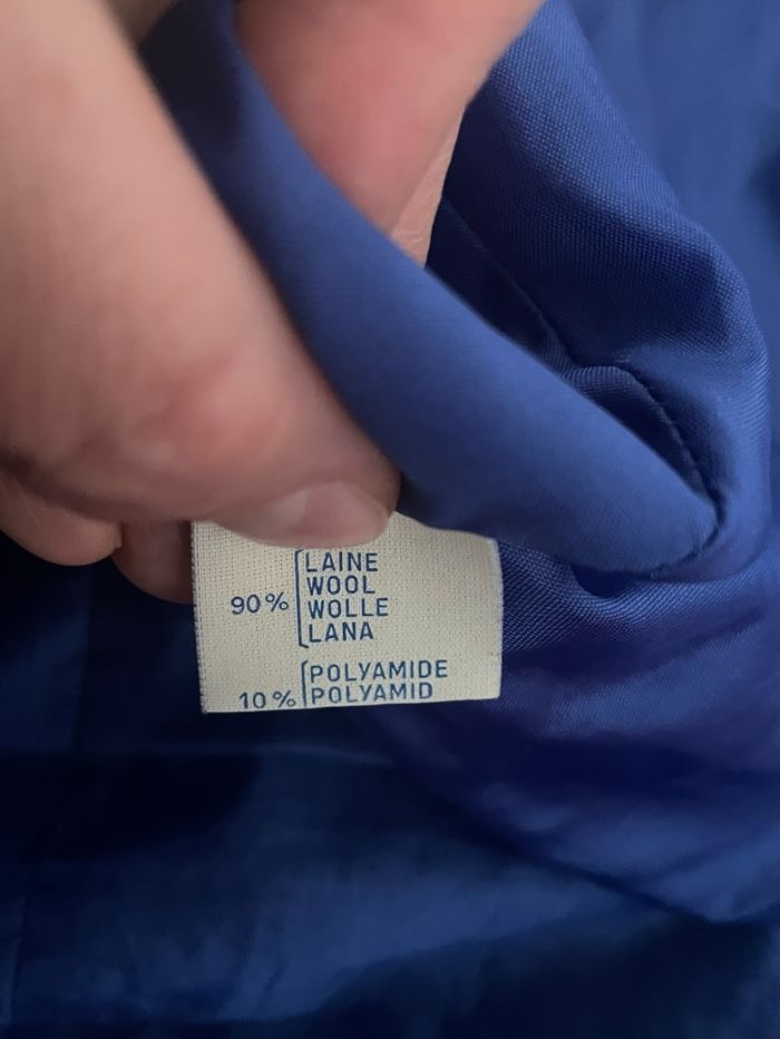 Jupe vintage Caroline Rohmer Paris – laine 90% – motif ikat bleu et rouge - photo numéro 2