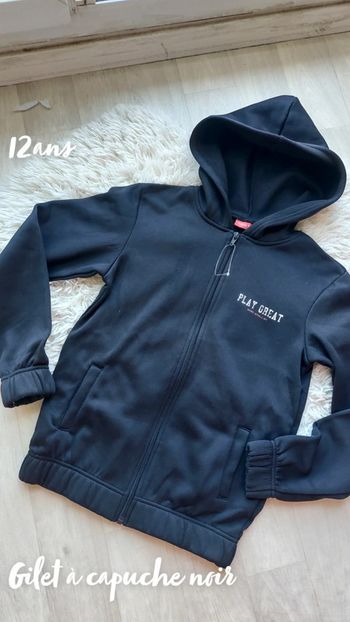 Gilet à capuche noir 12 ans