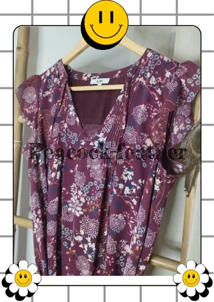 Robe fleurie bordeaux 40 la halle - photo numéro 2