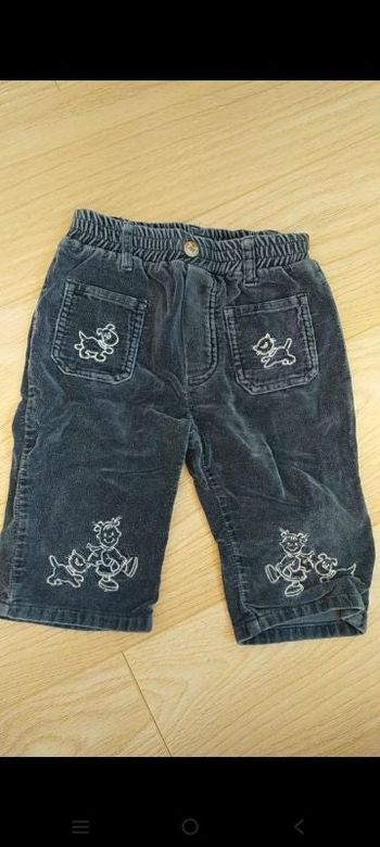 Pantalon bleu brodé 6 mois chien
