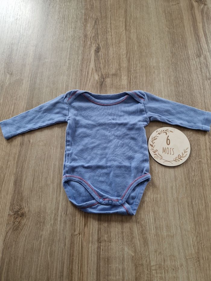 Body bébé bleu manches longues - 6 mois - Carrefour TEX