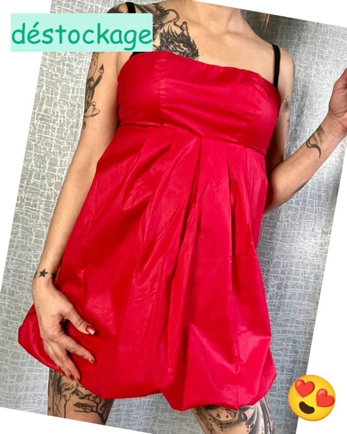 SOLDÉ - Robe boule bustier mini taille 34 - 100 % coton