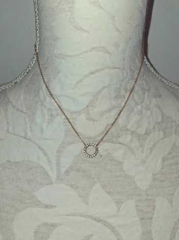 Collier rose doré strass vintage