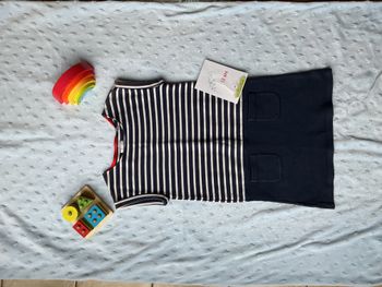 robe manches courtes marine et rayé blanc 12 ans okaidi