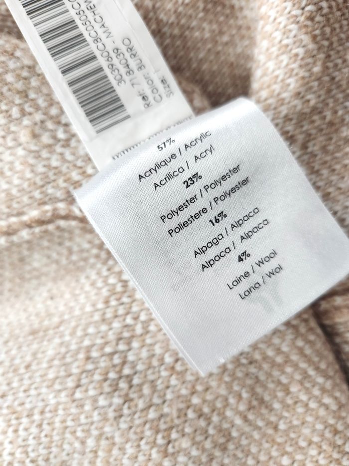 Pull Bréal beige à carreaux Manches 3/4 Taille 1 Taille S - photo numéro 8