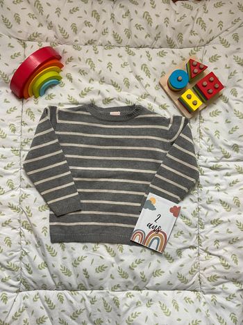 pull en laine rayé gris et beige 2/3 ans gocco