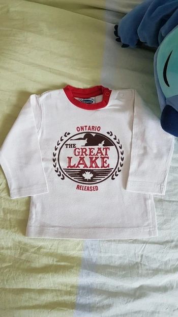 Tee-shirt crème manches longues - T. 6 mois