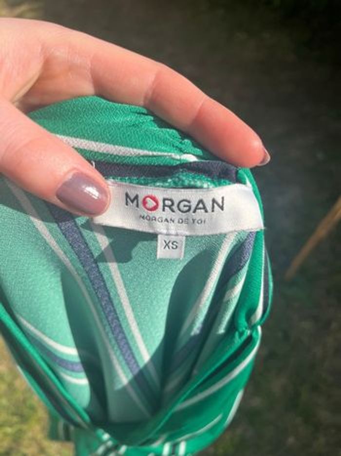 💚 Chemisier Morgan vert à rayures noires et blanches 💚 - photo numéro 8