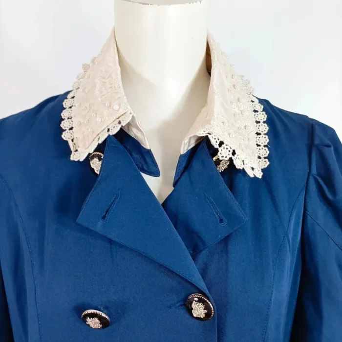 Veste bleu marine esprit victorien • détails dentelle & manches froncées A667 - photo numéro 2