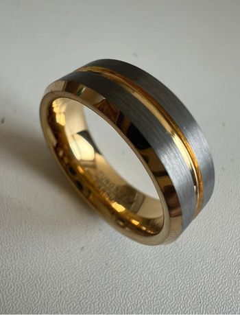 Bague en tungstène homme doré or jaune argenté gris bijoux argent homme doré or 17.8g