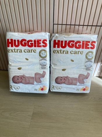 Lot de 2 paquets couches Huggies Extra Care - Taille 2 (3/6 kg