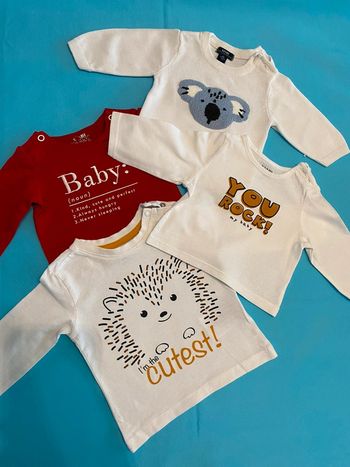 Lot de 4 hauts garçon 1 mois