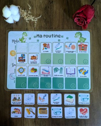 Tableau de routine enfant dinosaure, à la conquête de ma journée 🌋