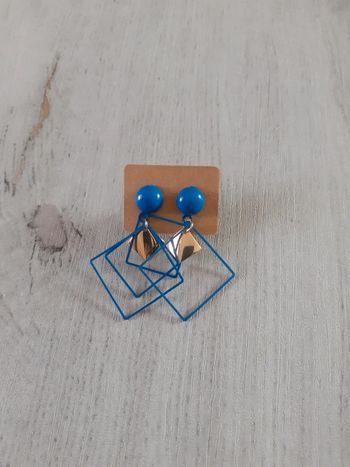 Boucles d'oreilles bleu dorée