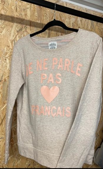 Pull « Je ne parle pas français » C&A taille L Beige