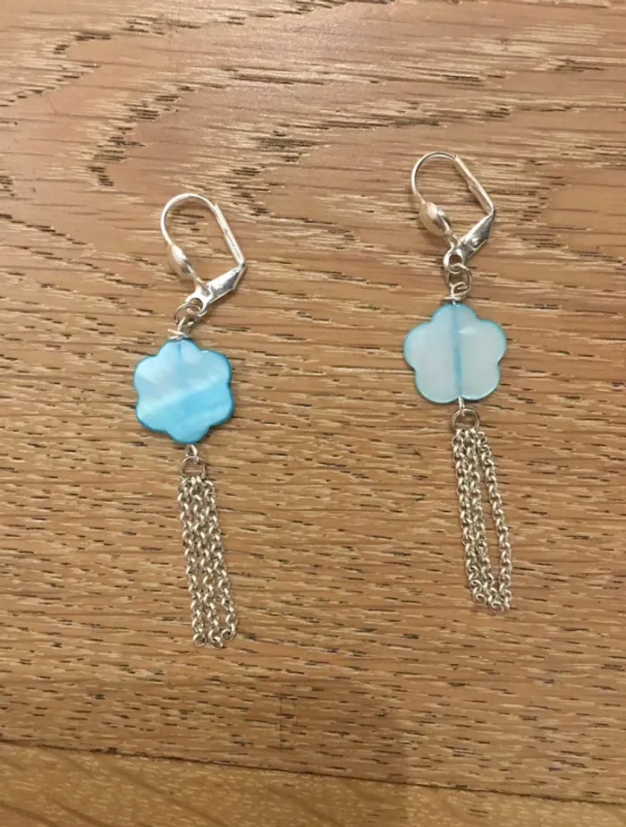 Boucles d’oreilles en nacre bleutée - photo numéro 2