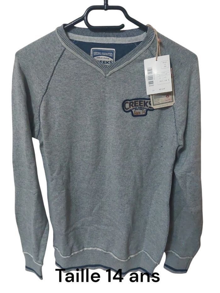 Pull garçon T.14 ans Neuf avec étiquette (creeks)