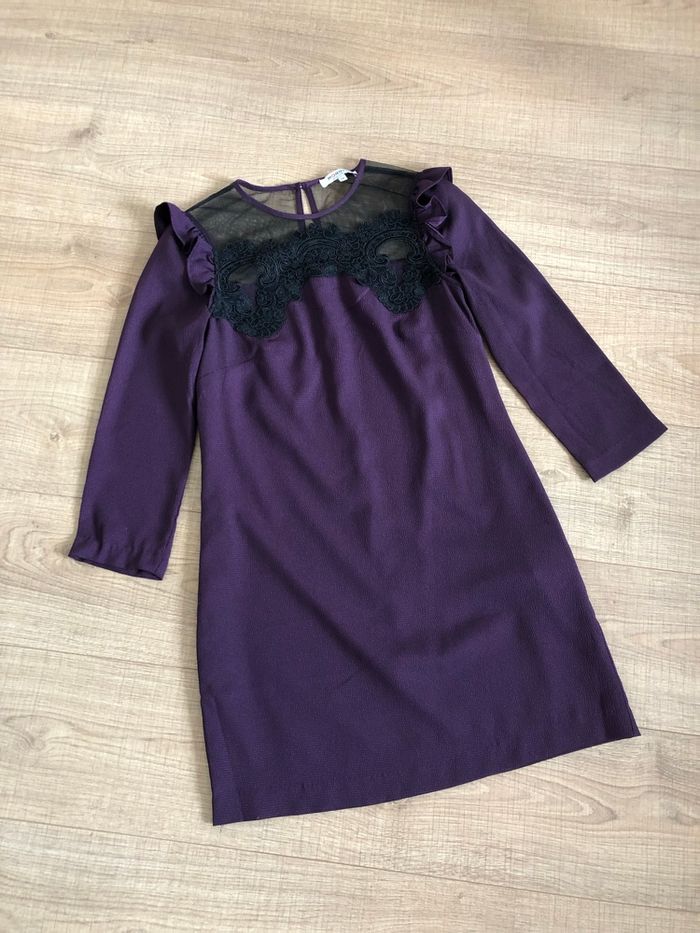 Robe prune et noire avec dentelle Morgan taille 36 jamais portée - photo numéro 7