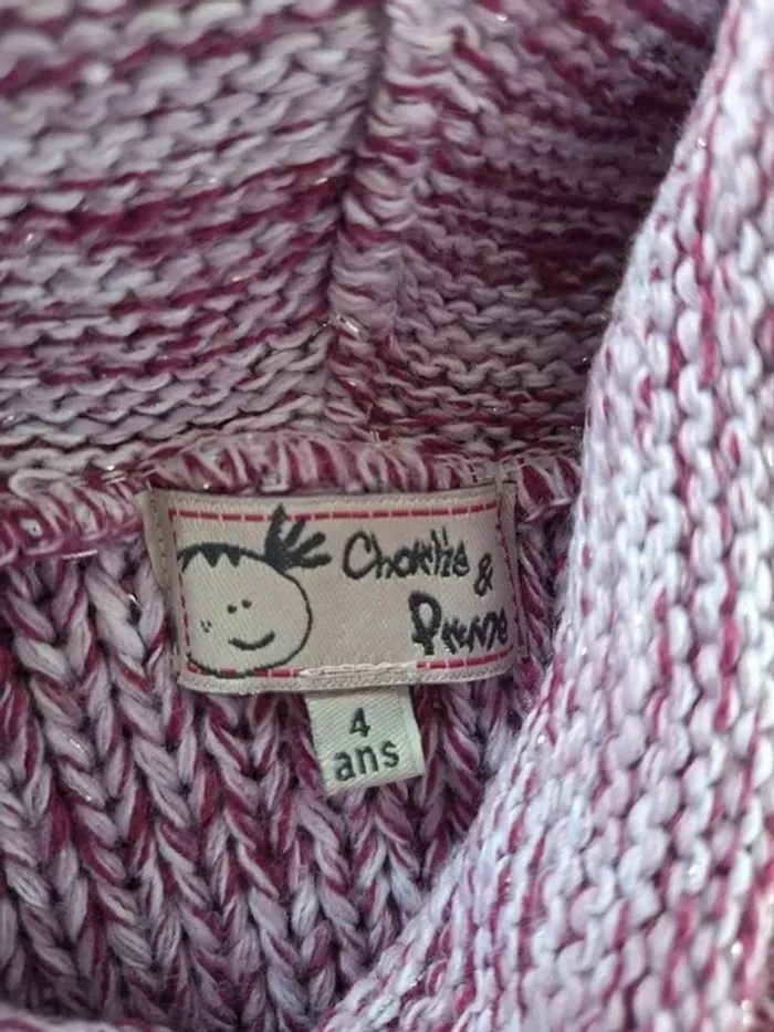Robe pull violet et blanc Charlie et Prune 4 ans - photo numéro 2
