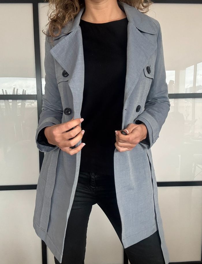 Superbe trench IKKS bleu gris 38 - photo numéro 2