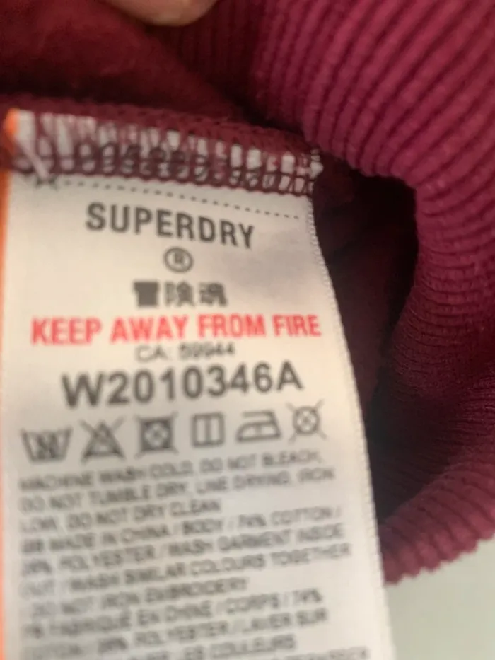 Sweat capuche Superdry XS bordeaux - photo numéro 6