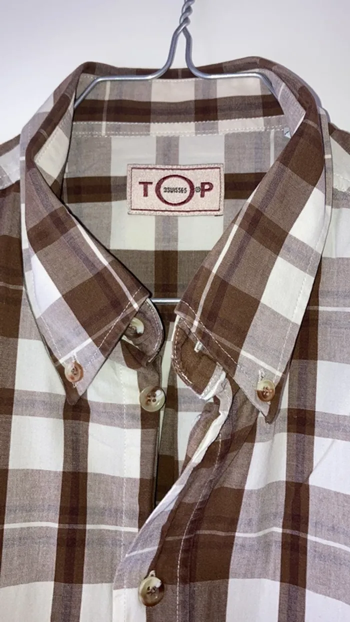 Chemise homme manches longues à carreaux marrons L 3 Suisses - photo numéro 2