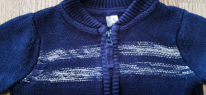 Gilet zip bleu marine rayé blanc Orchestra 3 mois - photo numéro 3