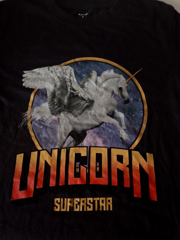 Tee shirt,taille 36/S,manches courtes,coton gris foncé et motif coloré , Kiabi. Parfait état - photo numéro 7