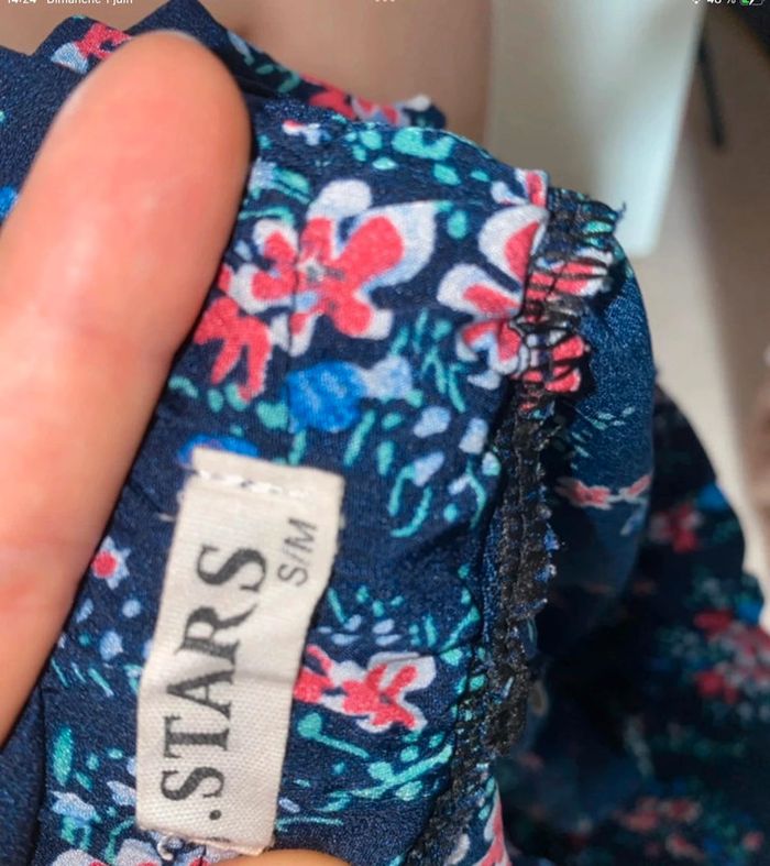 Short bleu marine fleuris - Stars - Taille S/M - photo numéro 5