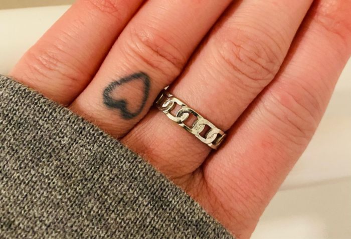 Bague fine ajustable argenté à maillons acier inoxydable