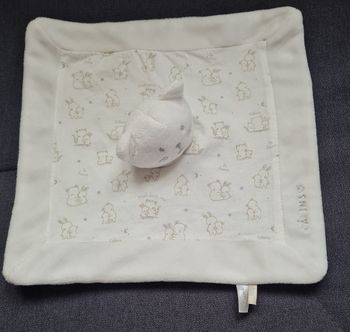 Doudou chat carre plat blanc animaux - câlins- Sergent Major