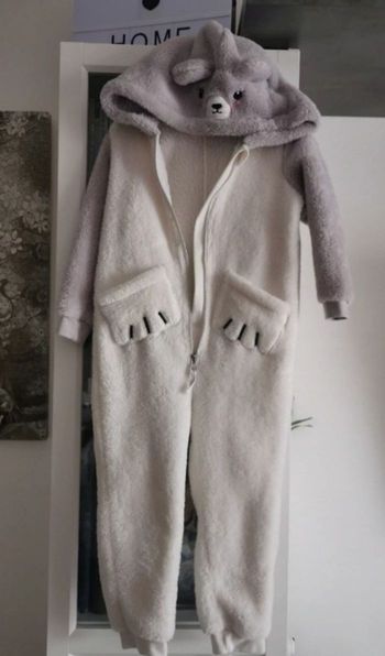 Combinaison capuche polaire petit ours blanc et gris H&M