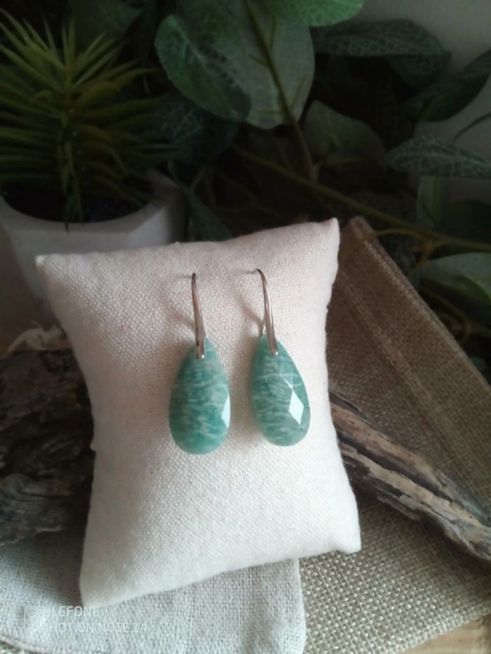 Boucles d'oreilles bohèmes pierres naturelles d'amazonite