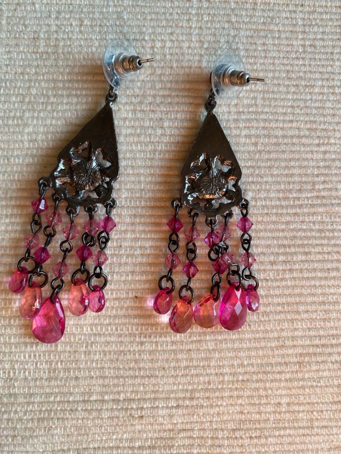 Parure bijoux bracelet et boucles d’oreilles avec strass et perles fuchsia Mariagrazia Must - photo numéro 11
